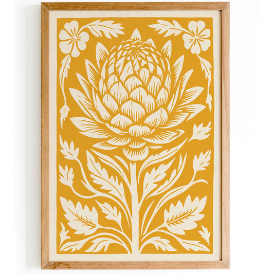 Yellow Artichoke Poster Farmhouse Wall Decor
