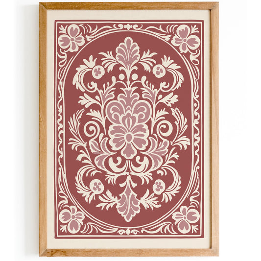 Rococo Botanical Poster - Pink Vintage Floral Wall Art