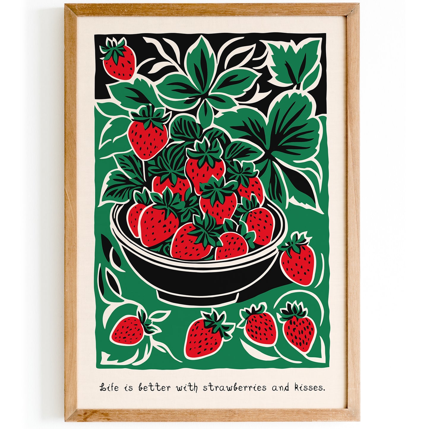 Strawberry Poster - Kitchen Retro Art