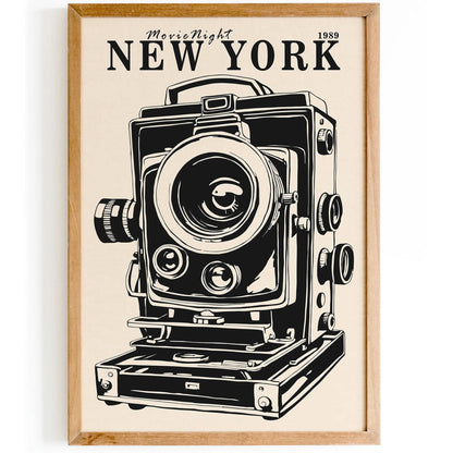 Movie Night New York City Vintage Poster