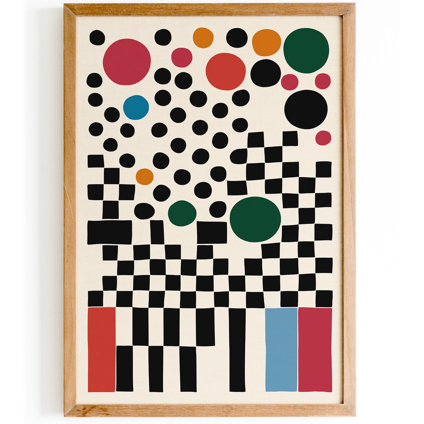 Mid Century Checkered Abstract Art Print