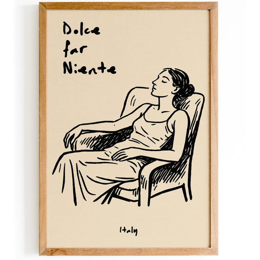 Dolce Far Niente Italy Poster - Sleeping Woman Wall Art Print