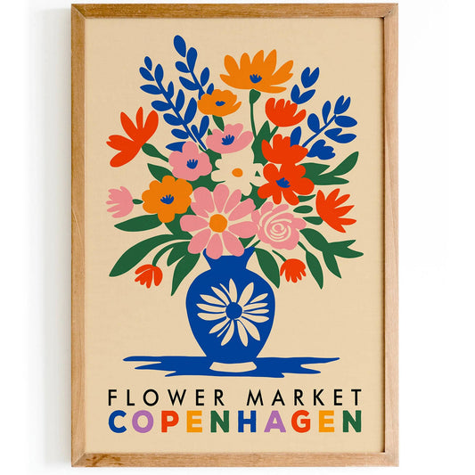 Copenhagen Flower Market Poster – Colorful Scandinavian Wall Art Print