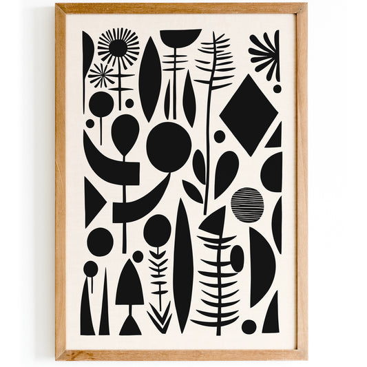 BW Abstract Folk Design Wall Art