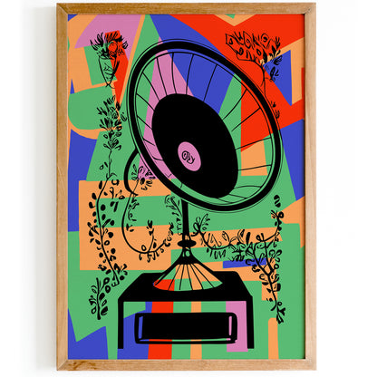 Colorful Gramophone Vibes Poster