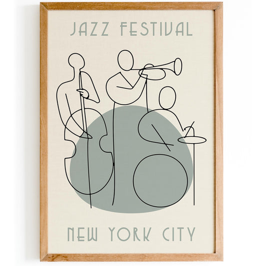 Jazz Festival NYC Poster - Modern Minimalist Music Art Print 2026
