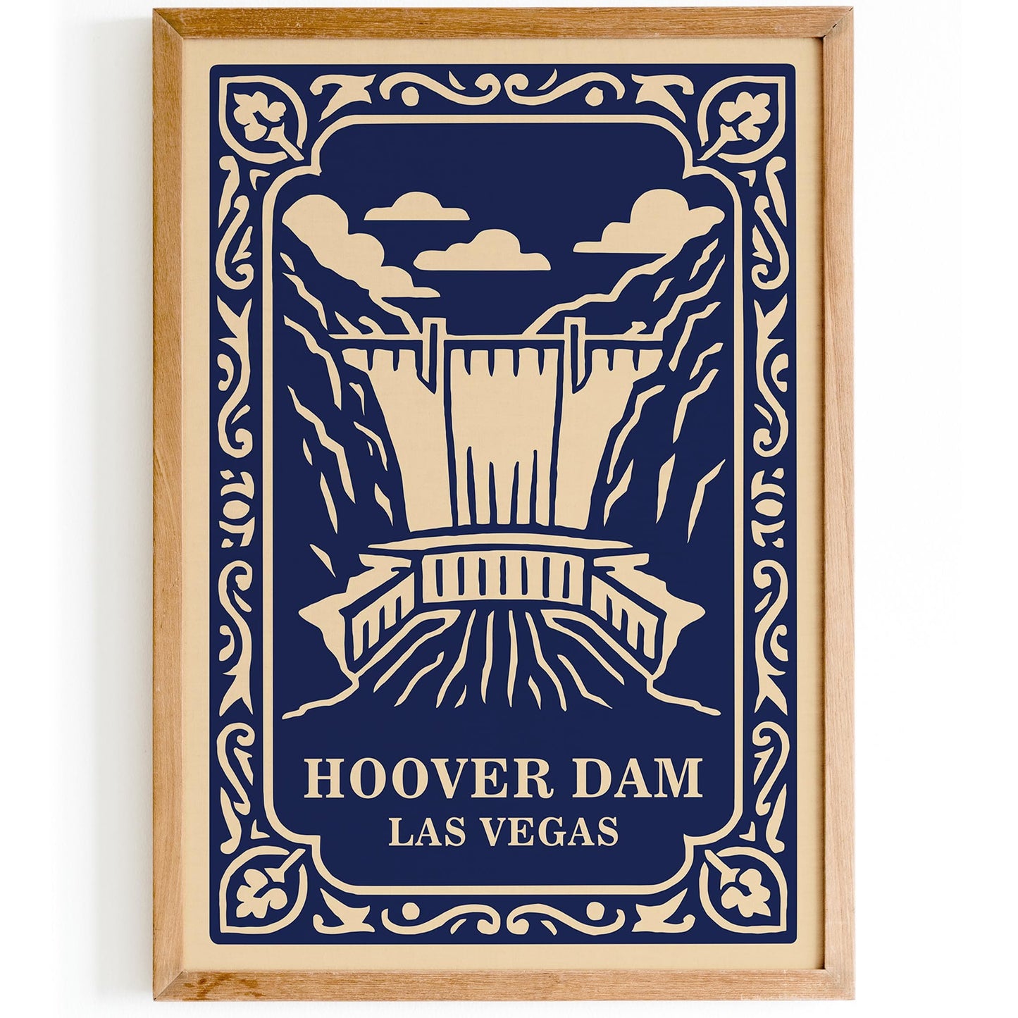 Hoover Dam Poster - Las Vegas Navy Blue Travel Art
