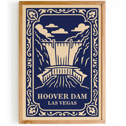 Hoover Dam Poster - Las Vegas Navy Blue Travel Art