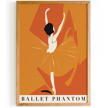 Ballet Phantom Retro Ballerina Orange Poster