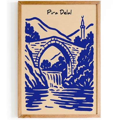 Pira Delal Poster - Blue Iraq Travel Wall Art