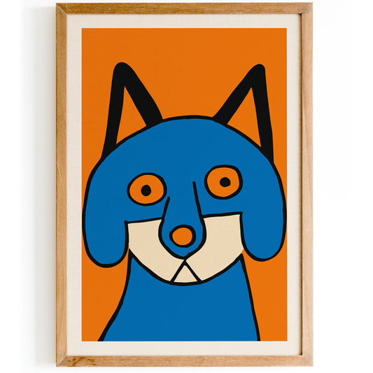 Funny Blue Cat Art Print