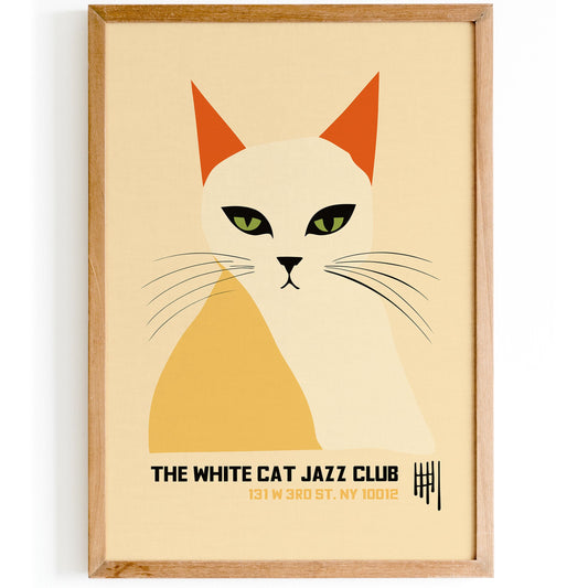 Retro Cat Music Wall Art Print