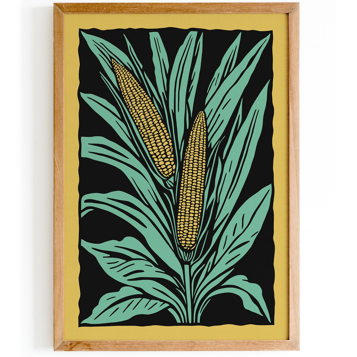 Corn Linocut Art Poster