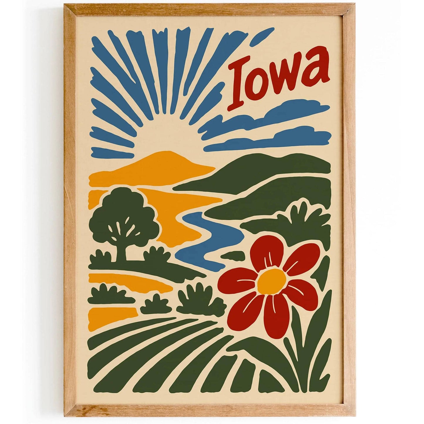 Retro Iowa Landscape Art Print