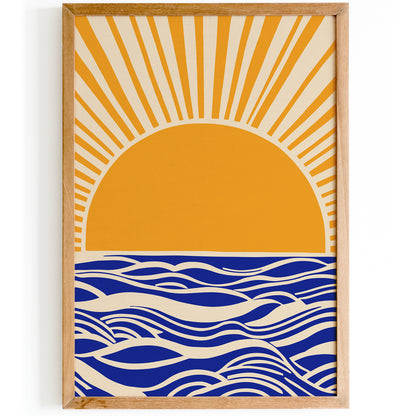 Mid Century Modern Sunset Bedroom Wall Art