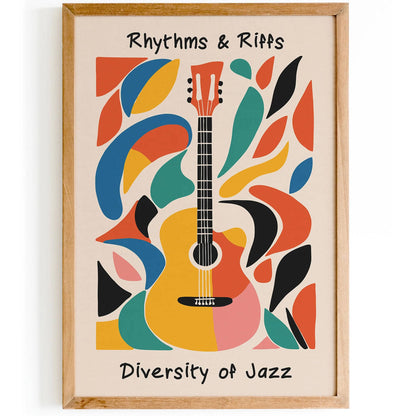 Jazz Guitar Poster – Colorful Music Wall Art