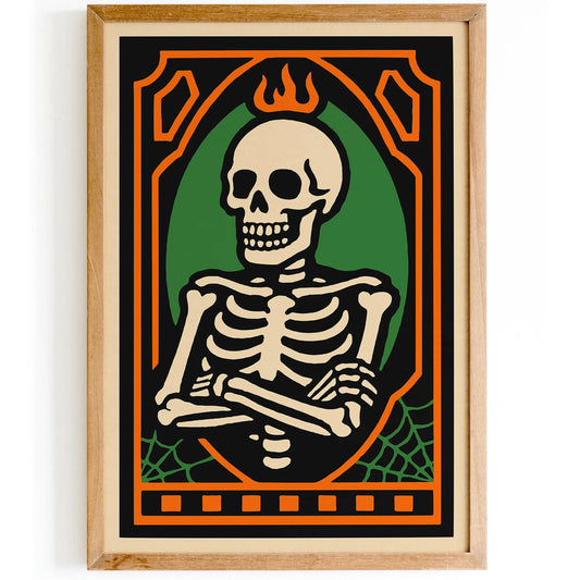 Rockabilly Halloween Skeleton Poster