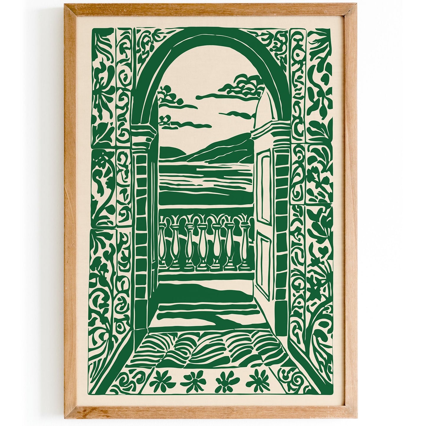 Italian Seascape Green Holiday Travel Wall Art Print