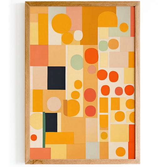 Warm Yellow Mid-Century Abstract Print