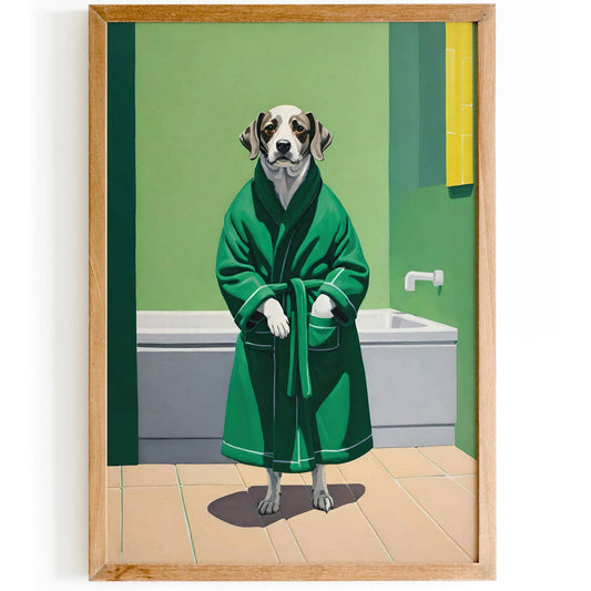 Chic Pup in Bathrobe Quirky Poster