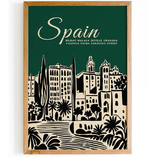 Spain Green Travel Art Print - Spanish Wall Decor