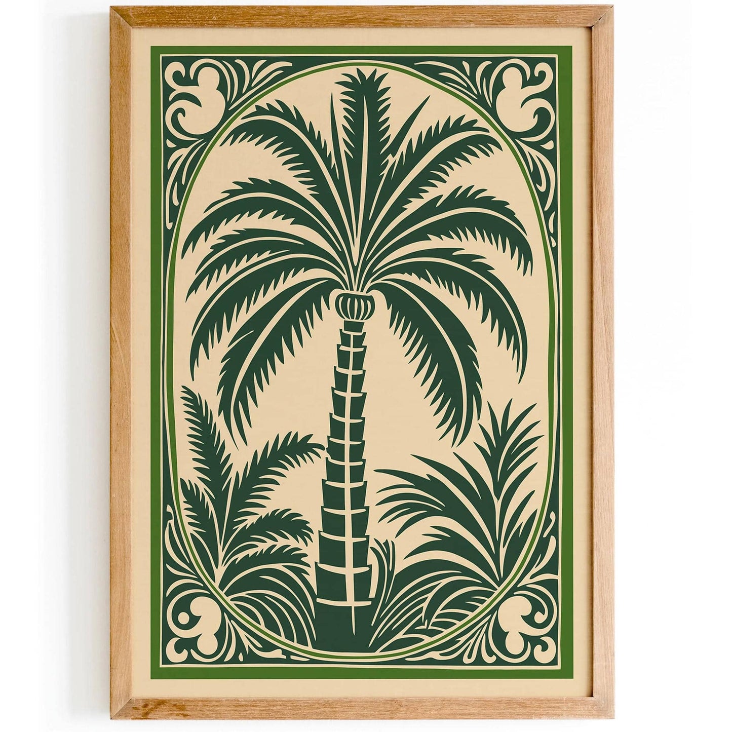 Green Palm Tree Rococo Style Wall Art