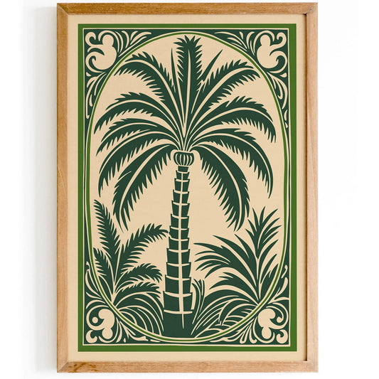 Green Palm Tree Rococo Style Wall Art