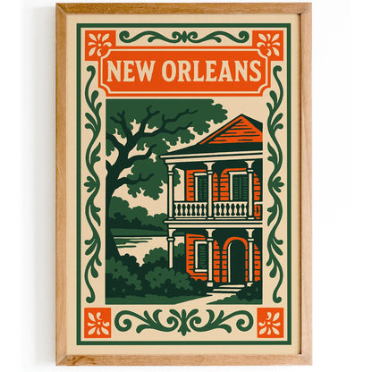 New Orleans Cityscape Poster - Vintage Artchitecture Print