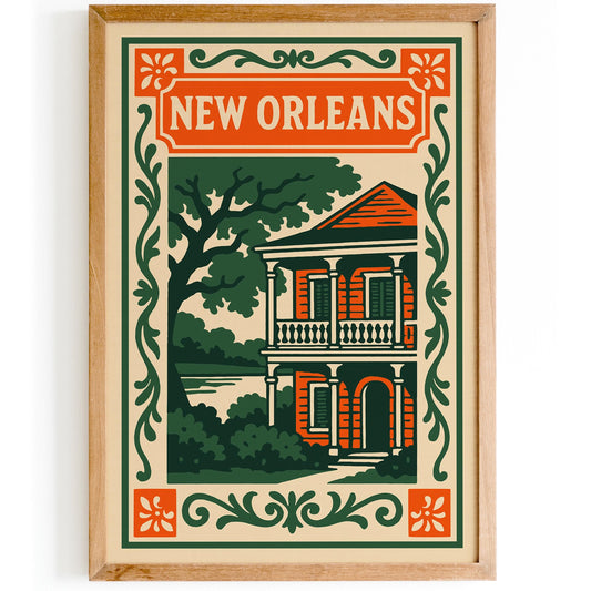 New Orleans Cityscape Poster - Vintage Artchitecture Print
