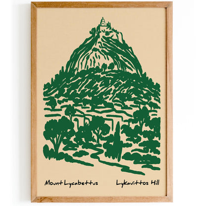 Mount Lycabettus Poster - Green Athens Landscape Wall Art