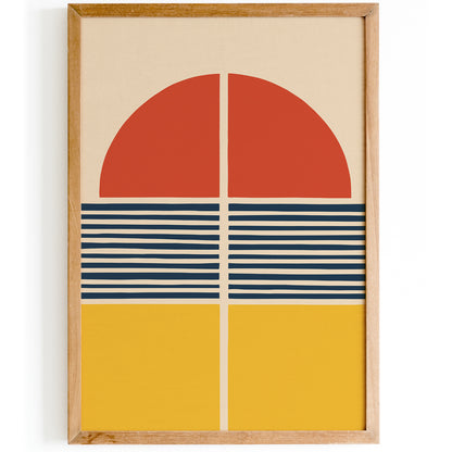 Mid Century Sun Geometric Art Print 2024