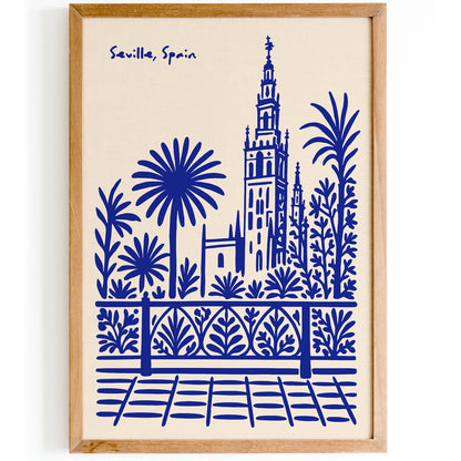 Seville, Spain Blue Travel Poster