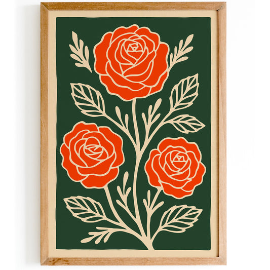 Retro Flower Art Print - Modern Botanical Wall Decor