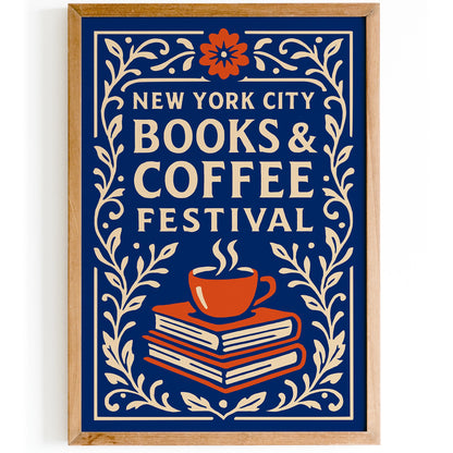 NYC Books and Coffee Festival Blue Poster