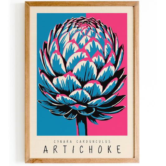 Pop Art Blue Pink Artichoke Retro Design