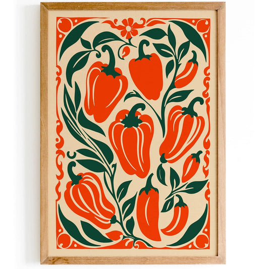 Orange Peppers - Farmhouse Kitchen Art Print