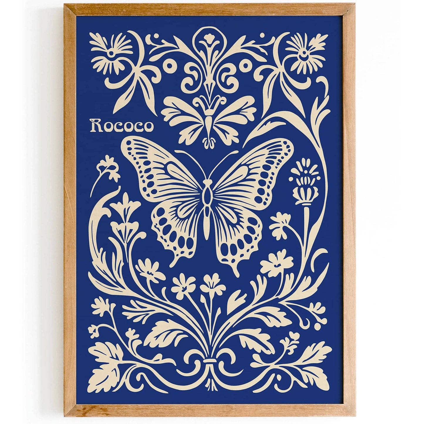 Rococo Butterfly Blue Nature Art Print