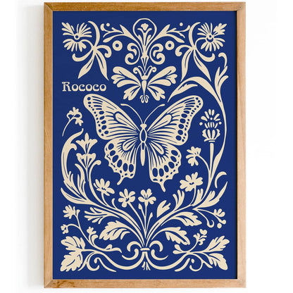 Rococo Butterfly Blue Nature Art Print