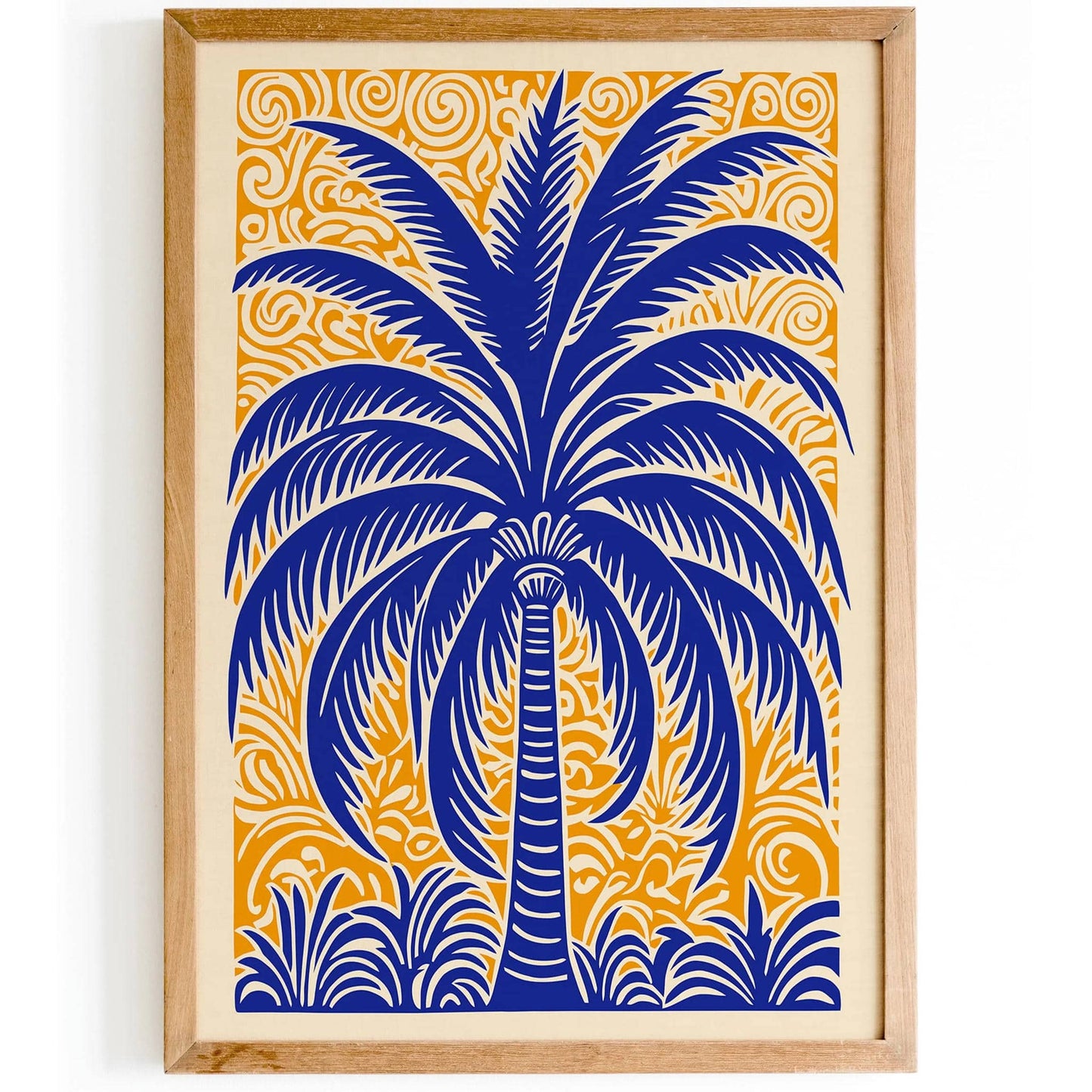 Blue Big Palm Tree Wall Art Decor