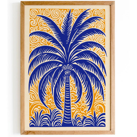 Blue Big Palm Tree Wall Art Decor