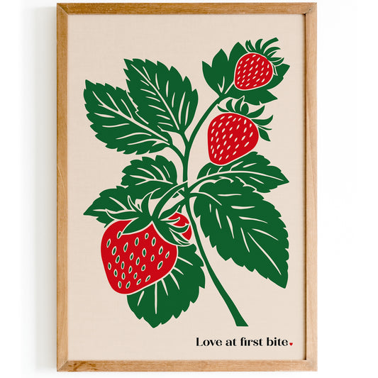 Love at first bite - Strawberry Art Print