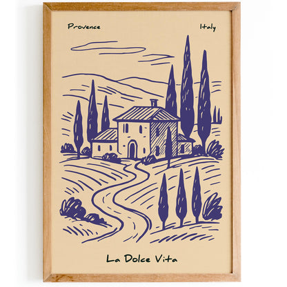 Vintage Italy Provence Purple Travel Poster