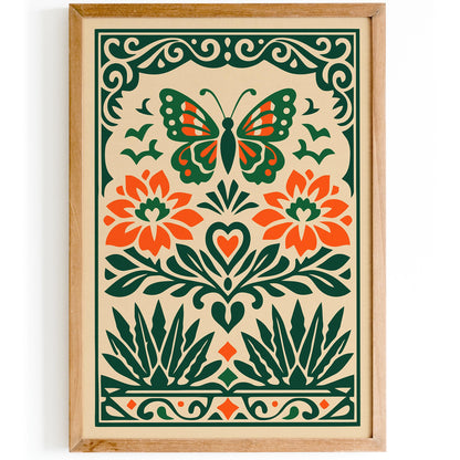 Mexican Boho Butterfly Art Poster