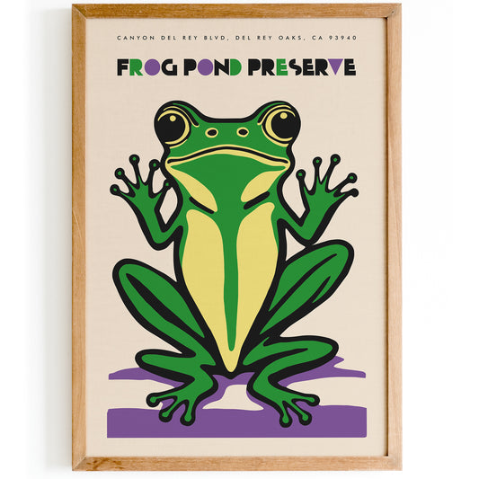 Retro Frog Pond Nature Poster