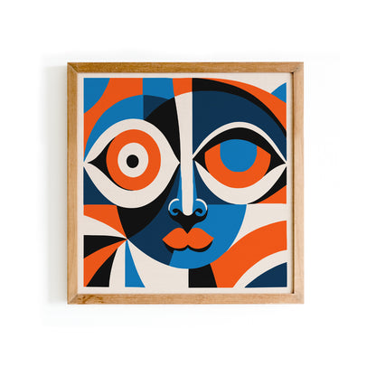 Modern Face Square Blue Art Print