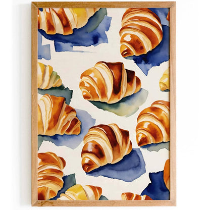 Watercolor Croissant Kitchen Wall Art Print