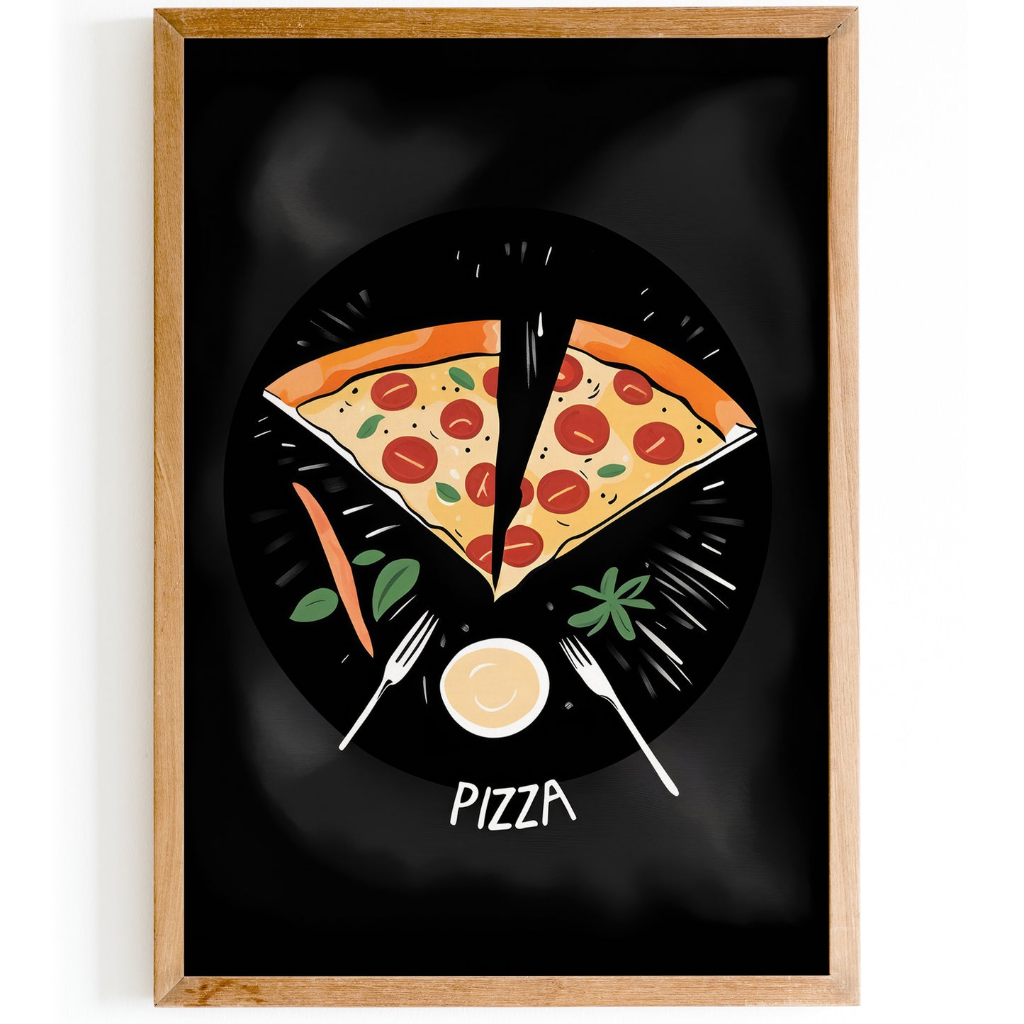 Pizza Kitchen Black Wall Art