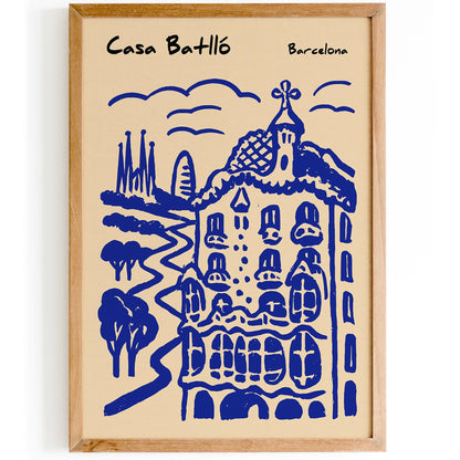 Casa Batlló Poster - Barcelona Gaudi Architecture Wall Art
