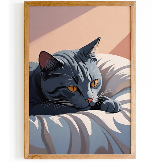 Napping Gray Kitten Art Print