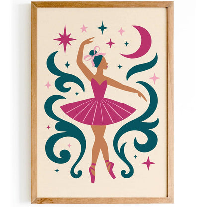 Cute Ballerina Art Print for Nursery Wall Decoration